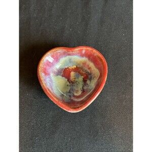 Vintage Canterbury Pottery Miniature Heart Shape Trinket Bowl